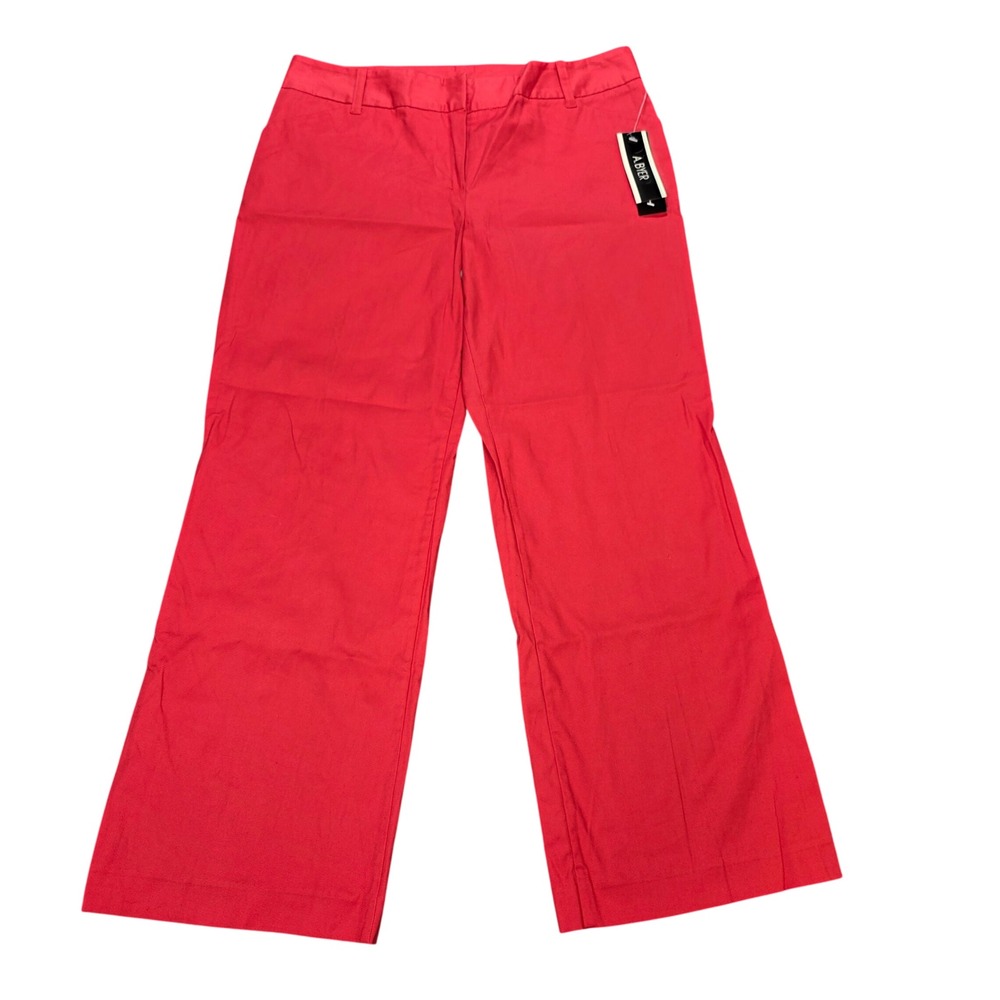 Vintage A. Byer Stretch Dress Pants Women's Size 7 Solid Red Wide Leg Carrer NWT